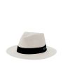 Cappello bianco in paglia di carta con nastro nero personalizzabile