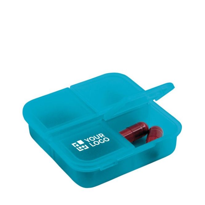 Contenitore per pasticche colorato, 4 scomparti vista area di stampa