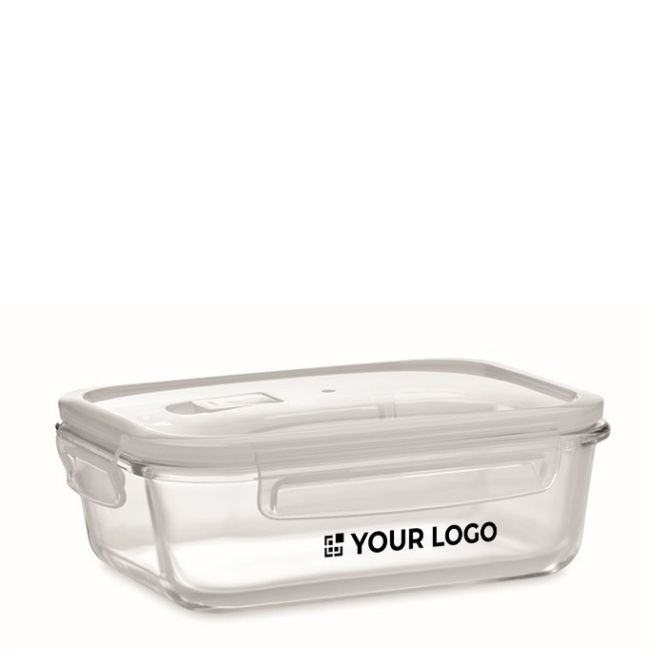 Contenitore take away in vetro con logo colore transparente
