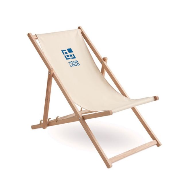 Sedia da spiaggia in legno vista area di stampa