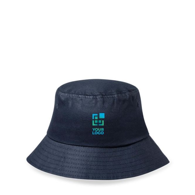 Cappello miramare in resistente cotone riciclato vista area di stampa