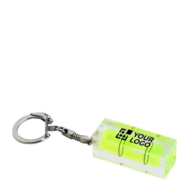 Portachiavi in plastica PET trasparente con livella
