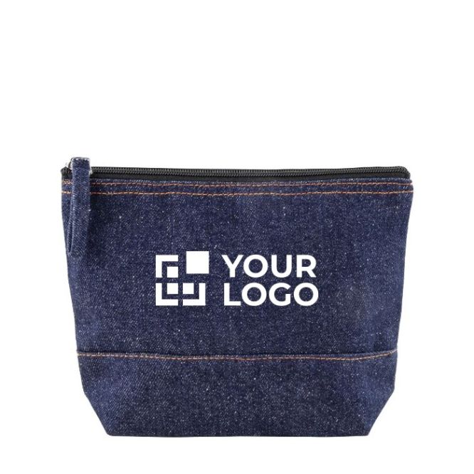 Pochette in cotone da 240 g/m² e denim riciclato color blu alice vista area di stampa