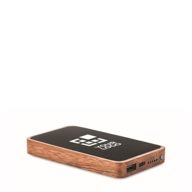 Caricabatterie wireless rettangolare in legno di acacia e PU da 15W