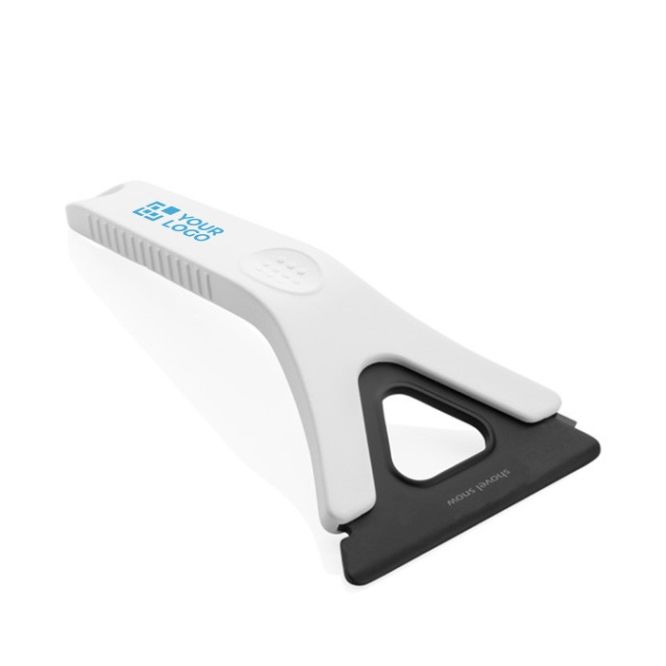 Raschia ghiaccio di plastica riciclata con 3 funzioni color bianco vista area di stampa