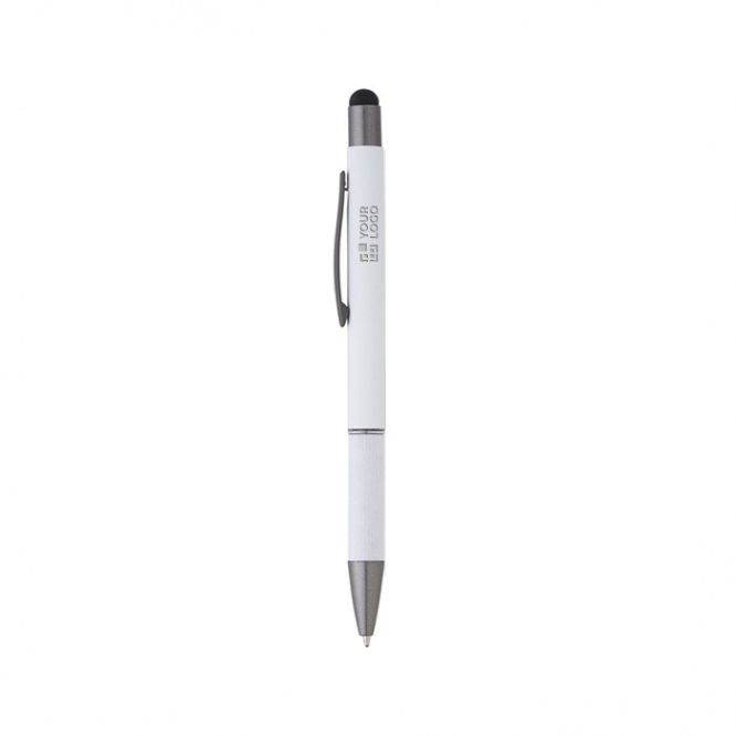Penna touch in alluminio con impugnatura in carta ed inchiostro blu