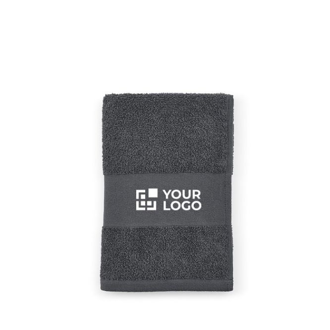 Asciugamano con logo 30 x 50 cm in cotone riciclato 370 g/m²