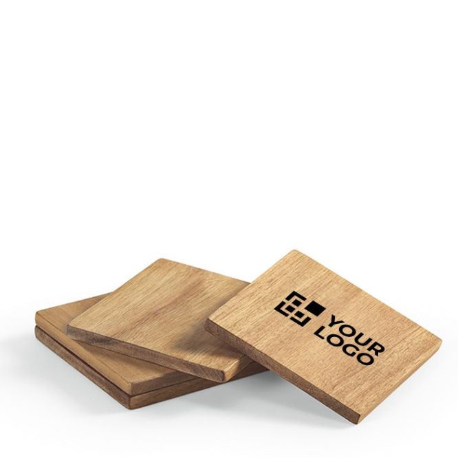 Set di 4 sottobicchieri sostenibili realizzati in legno di acacia
