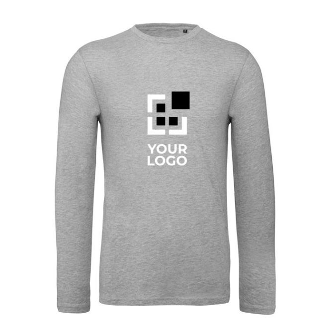 Maglia da uomo a maniche lunghe in cotone organico da 140 g/m² B&C color grigio jeansato