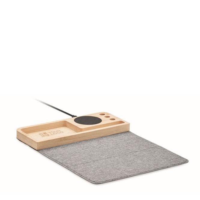 Tappetino per mouse rPET con organizzatore da scrivania e caricatore