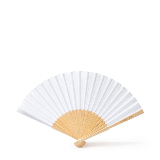 Ventaglio con stecche in bambù e tessuto in poliestere in vari colori