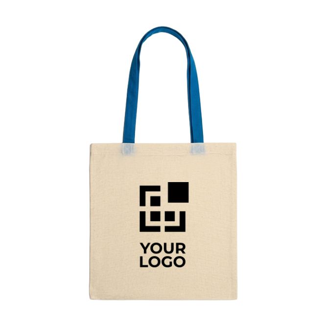 Borsa in cotone 100% con manici lunghi colorati 140 g/m²