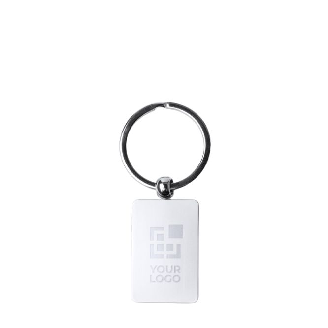 Portachiavi metallico girevole con finitura opaca e superficie di marcatura