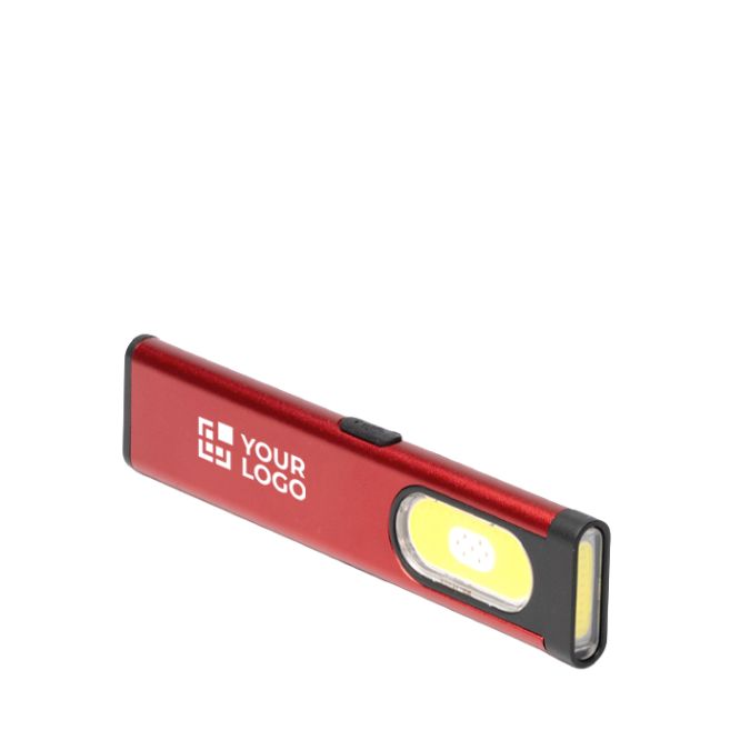 Torcia doppia ultrasottile in alluminio con magnete e clip, 3 intensità