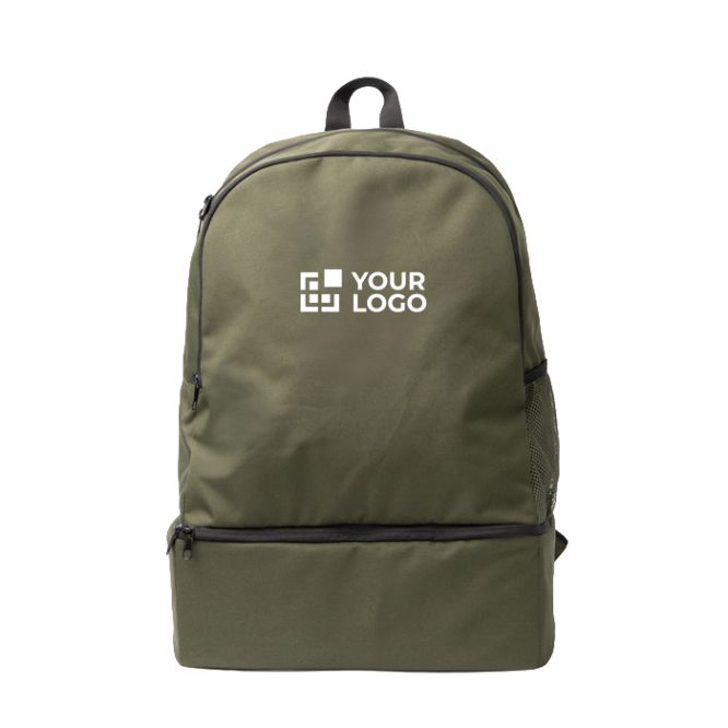 Zaino sportivo ecologico con scomparto rigido per scarpe e tasca frontale