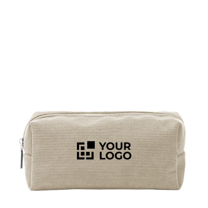 Beauty case in velluto a coste con chiusura a zip e fodera interna