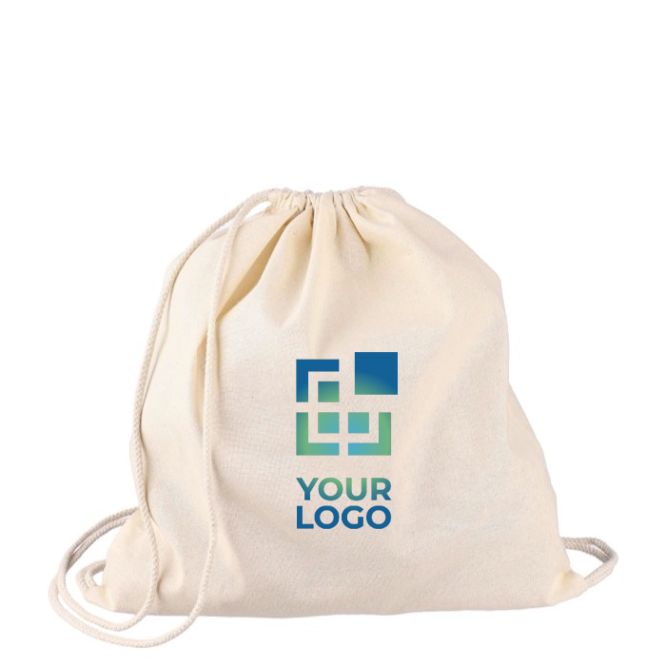 Zaino con coulisse in cotone naturale Oeko-Tex® da 150 g/m2