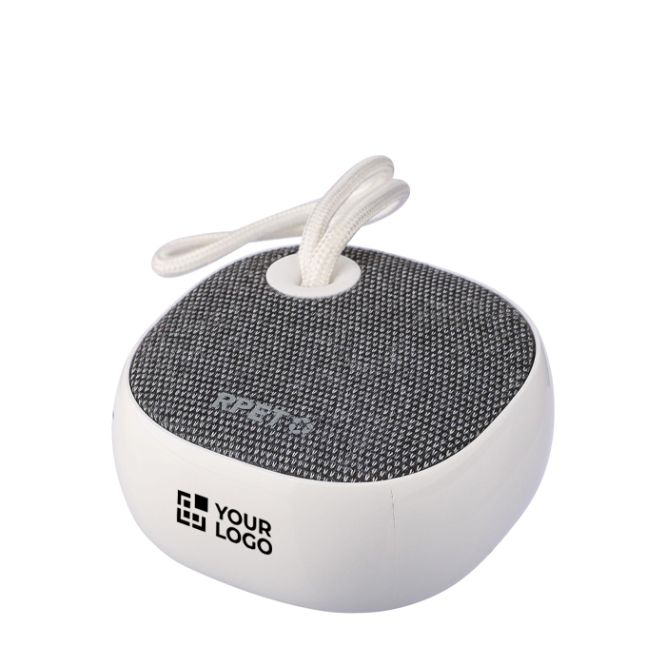 Altoparlante wireless con rivestimento in tessuto RPET e cordino 3W