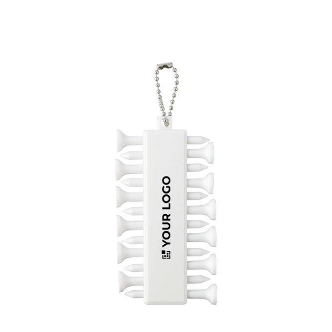 Set di 12 tee da golf in plastica riciclata con cordino in metallo