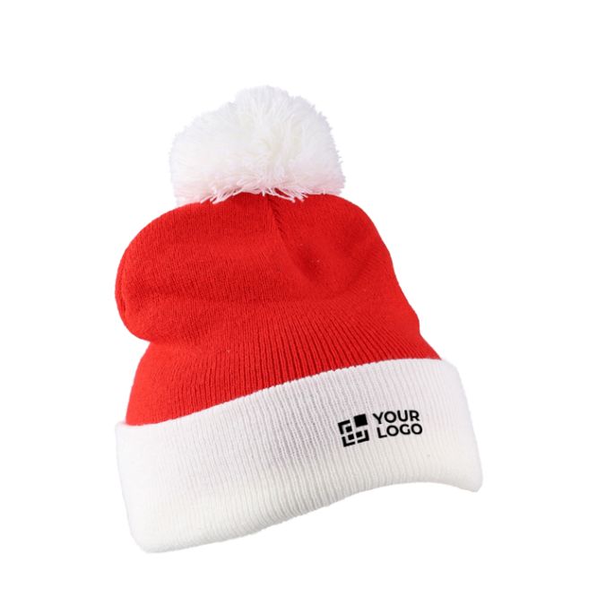 Cappello di Babbo Natale in maglia acrilica con pon pon in poliestere