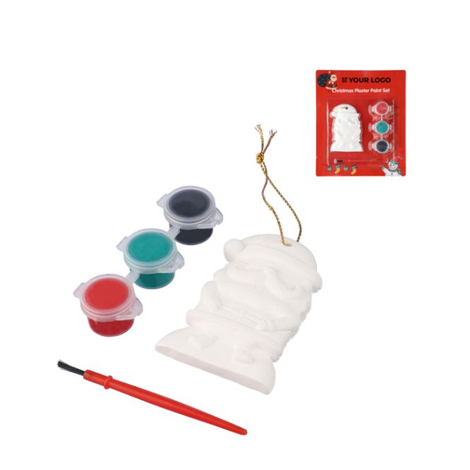 Decorazione di Babbo Natale in gesso da dipingere con 3 colori acrilici