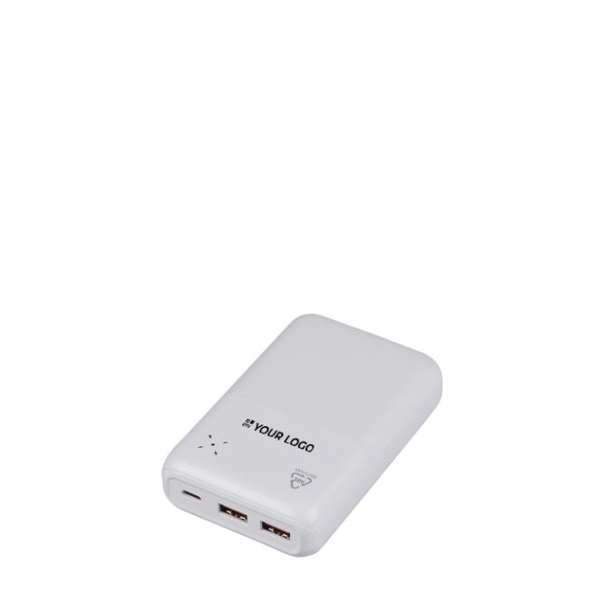 Power bank in plastica riciclata con ricarica rapida 20.000 mAh