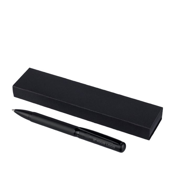 Penna a rotazione in ottone con clip metallica, inchiostro blu