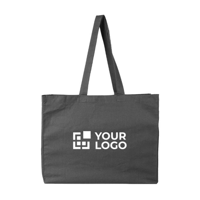 Borsa in cotone OEKO-TEX con soffietto e manici lunghi 180 g/m²