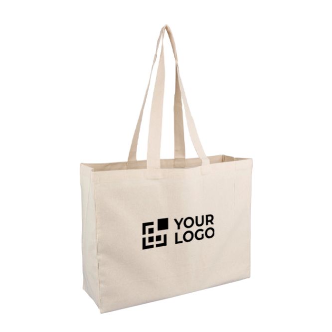 Borsa in cotone certificata OEKO-TEX con manici lunghi 180 g/m²