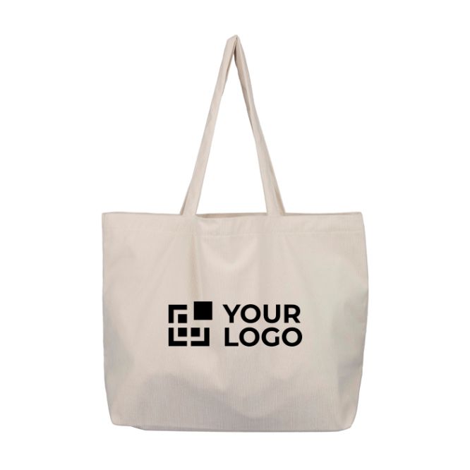 Borsa in velluto a coste con manici lunghi con uno scomparto e tasca interna