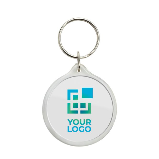 Portachiavi in plastica prodotto in Europa con anello metallico