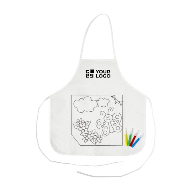 Grembiule per bambini con 4 pennarelli da colorare 80 g/m2