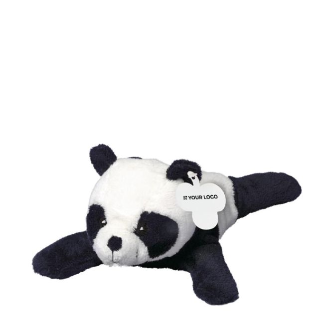 Peluche a forma di panda sdraiato con etichetta personalizzabile