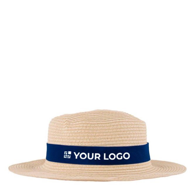 Cappello in carta color naturale con nastro colorato da personalizzare