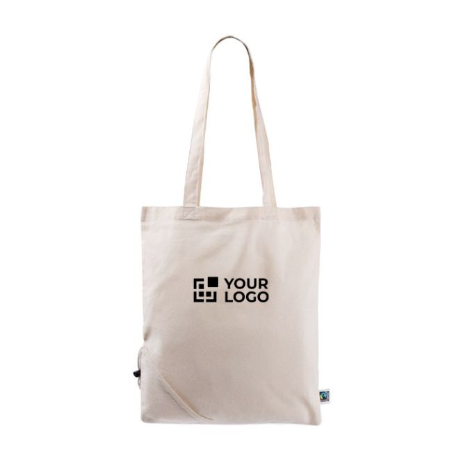 Shopper pieghevole in cotone Fairtrade da personalizzare 120 g/m2