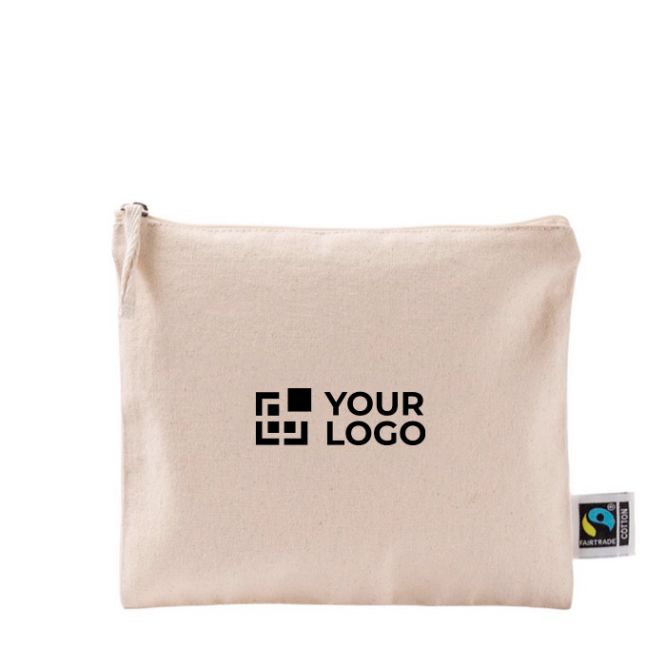 Pochette in cotone Fairtrade con zip coordinata 220 g/m2