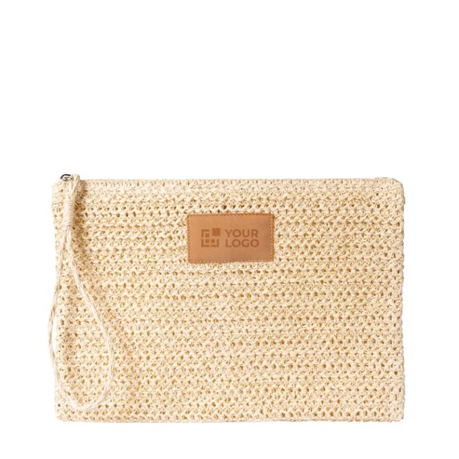 Borsa necessaire in carta e poliestere con etichetta per la personalizzazione