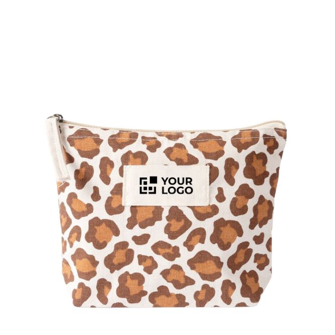 Necessaire in cotone riciclato con design animalier 200 g/m²