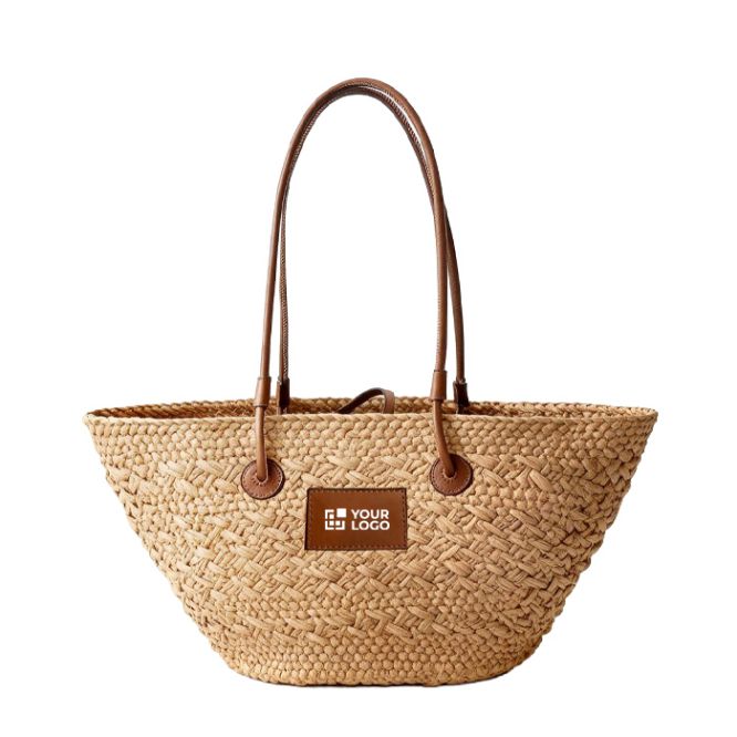 Borsa a cestino media in carta con manici lunghi da personalizzare