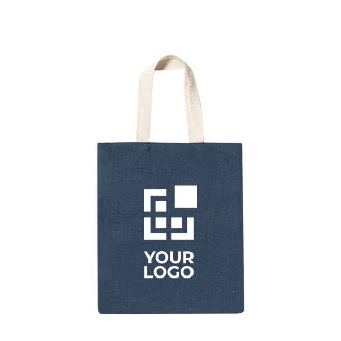 Borsa in juta con manici in cotone vista area di stampa