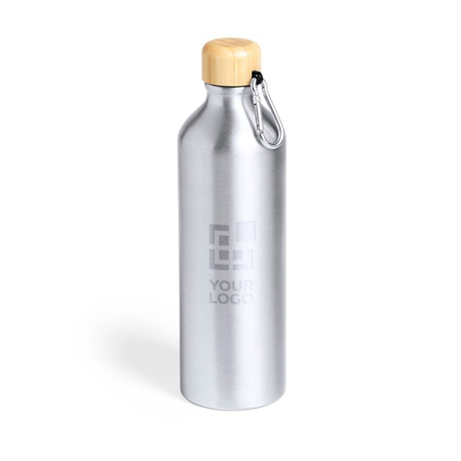 Borraccia in alluminio con tappo in bambù e moschettone 800ml Helsinki