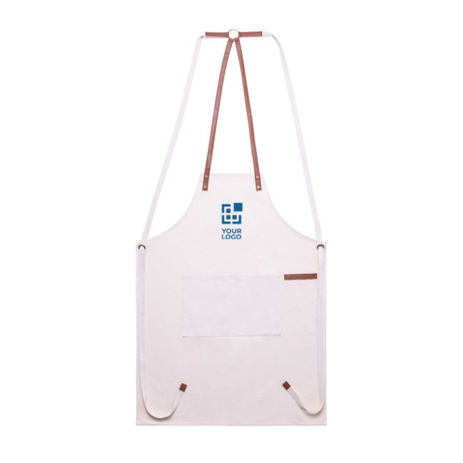 Grembiule in cotone canvas con nastri regolabili in similpelle 340g/m2