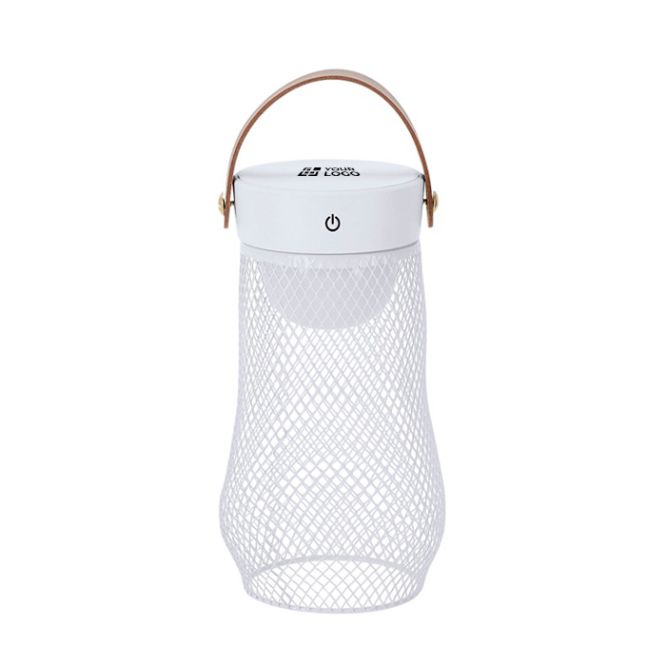 Lampada con design in metallo e manico superiore in PU