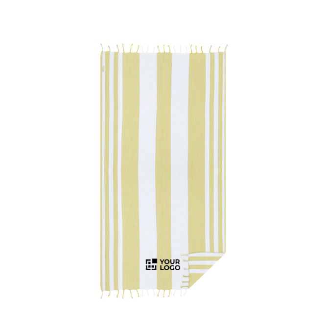 Asciugamano pareo bicolore in cotone riciclato con frange 180 g/m²