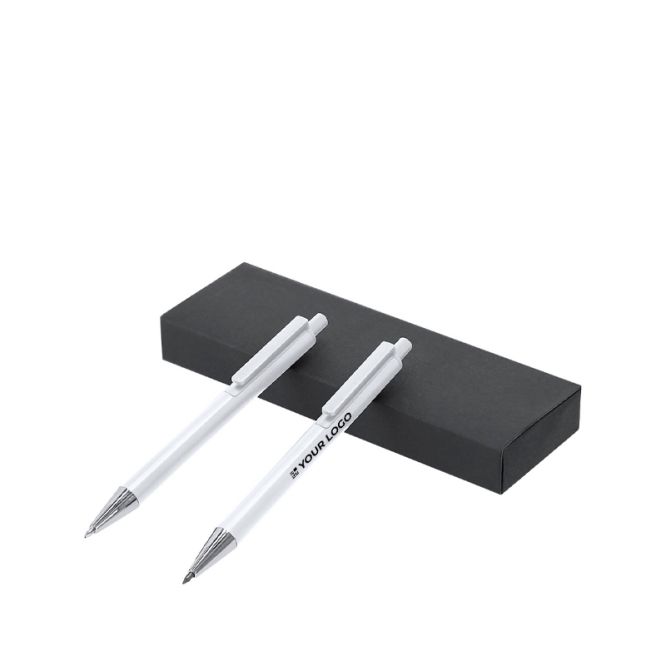 Set da scrittura con matita e penna in alluminio riciclato, inchiostro blu