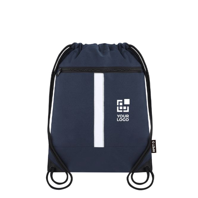 Zaino a sacca in RPET con tasca frontale e fascia riflettente