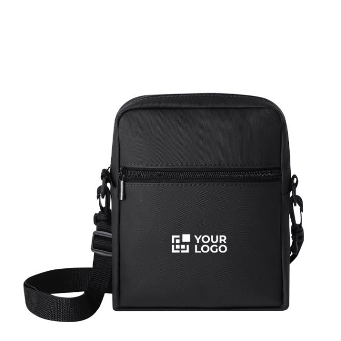 Borsa a tracolla in pelle sintetica con doppia zip e retro imbottito