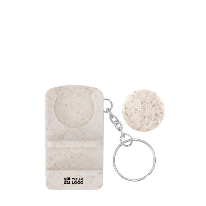 Portachiavi supporto in fibra di grano con moneta per carrello