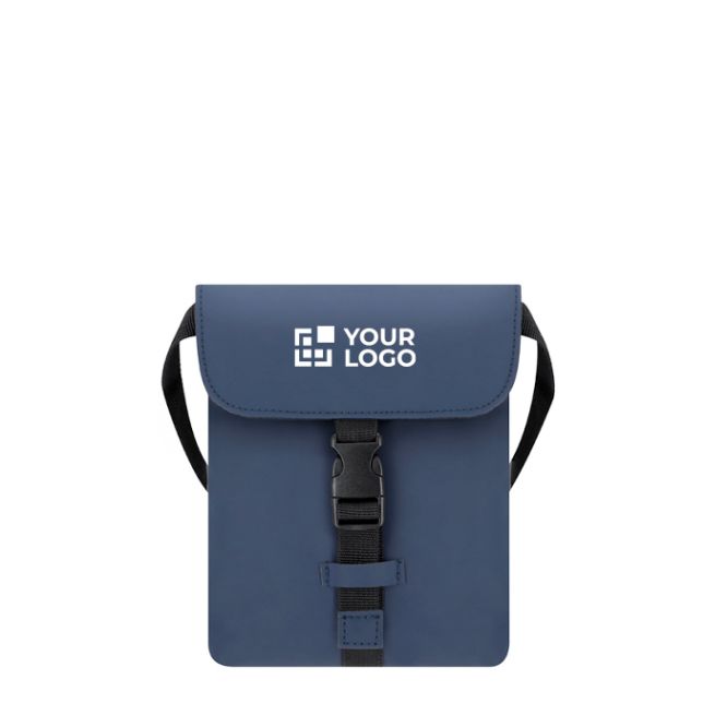 Borsa a tracolla in pelle sintetica con tasca centrale e chiusura a fibbia