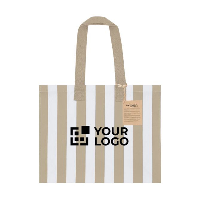 Borsa in cotone riciclato con soffietto e manici lunghi 310 g/m²